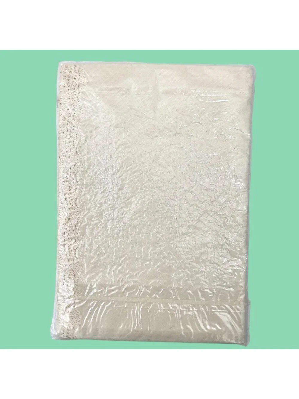 NEW IN PKG IVORY LACE VINYL RECTANGULAR TABLECLOTH 54X72